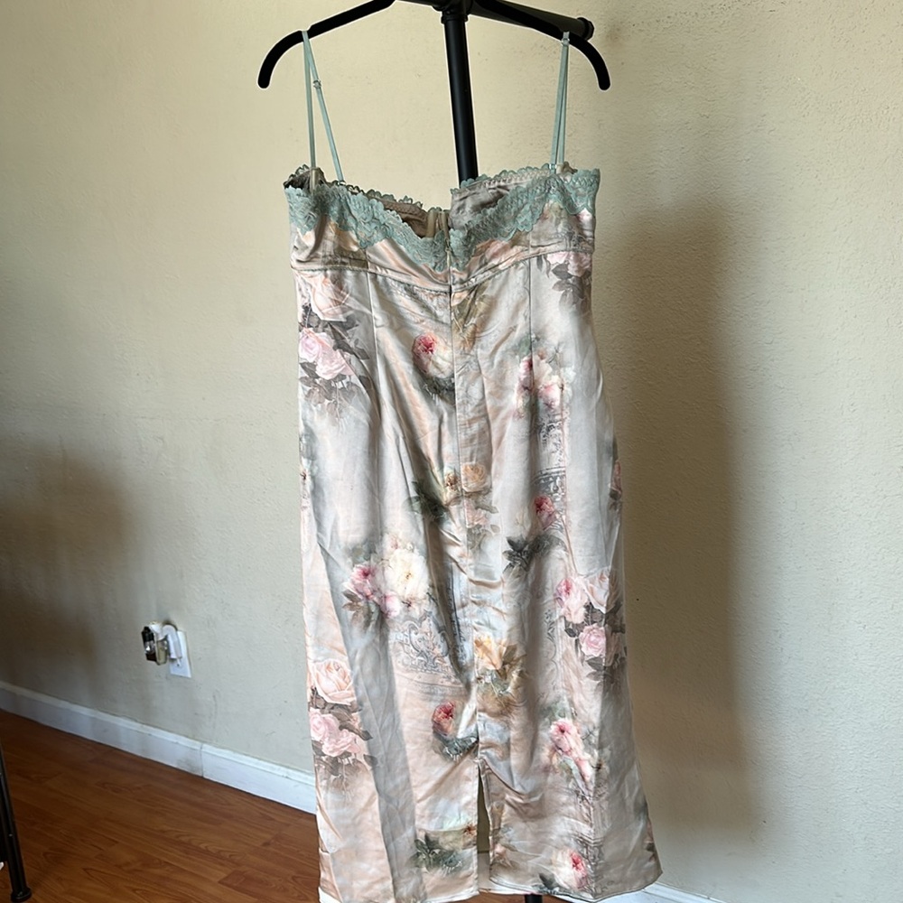 HOUSE OF CB 'Venus' Vintage Floral Midi Dress green corset style NWOT Sz XL A-C‎ - Picture 11 of 16